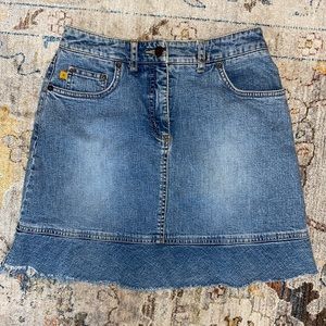 Louie frayed bottom denim mini skirt